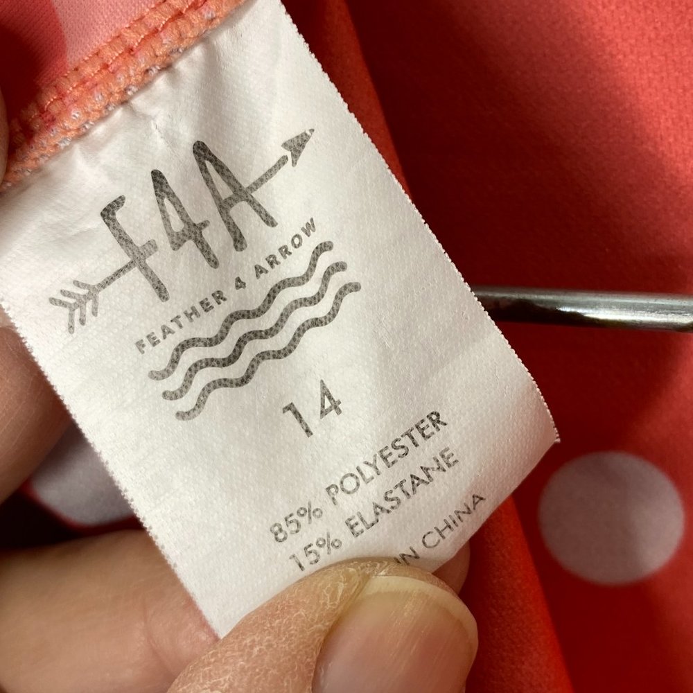 Feather 4 Arrow, girl's size 14, long sleeved one piece surf suit in blue/coral. - Picture 8 of 8